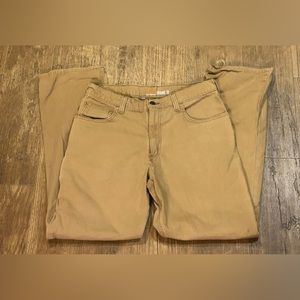 Carhartt Jeans Mens 34x32 Khaki Denim Carpenter Work Pants Dungaree